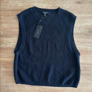 rag & bone Women’s Navy Carson Cotton Cashmere Sweater Vest NWT!